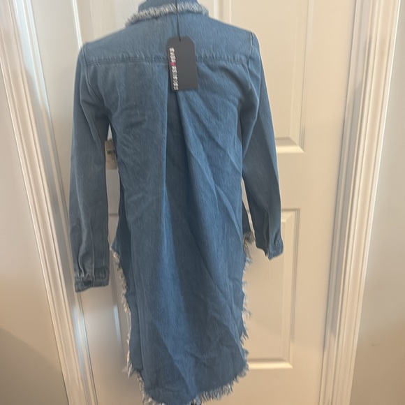 XS NWT Distressed Denim Dress - Picture 3 of 4